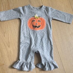 Gray Mud Pie Pumpkin Baby Romper